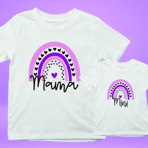 Marškinėliai su spauda, Marškinėliai Mamai ir Dukrai, Mama ir Mini